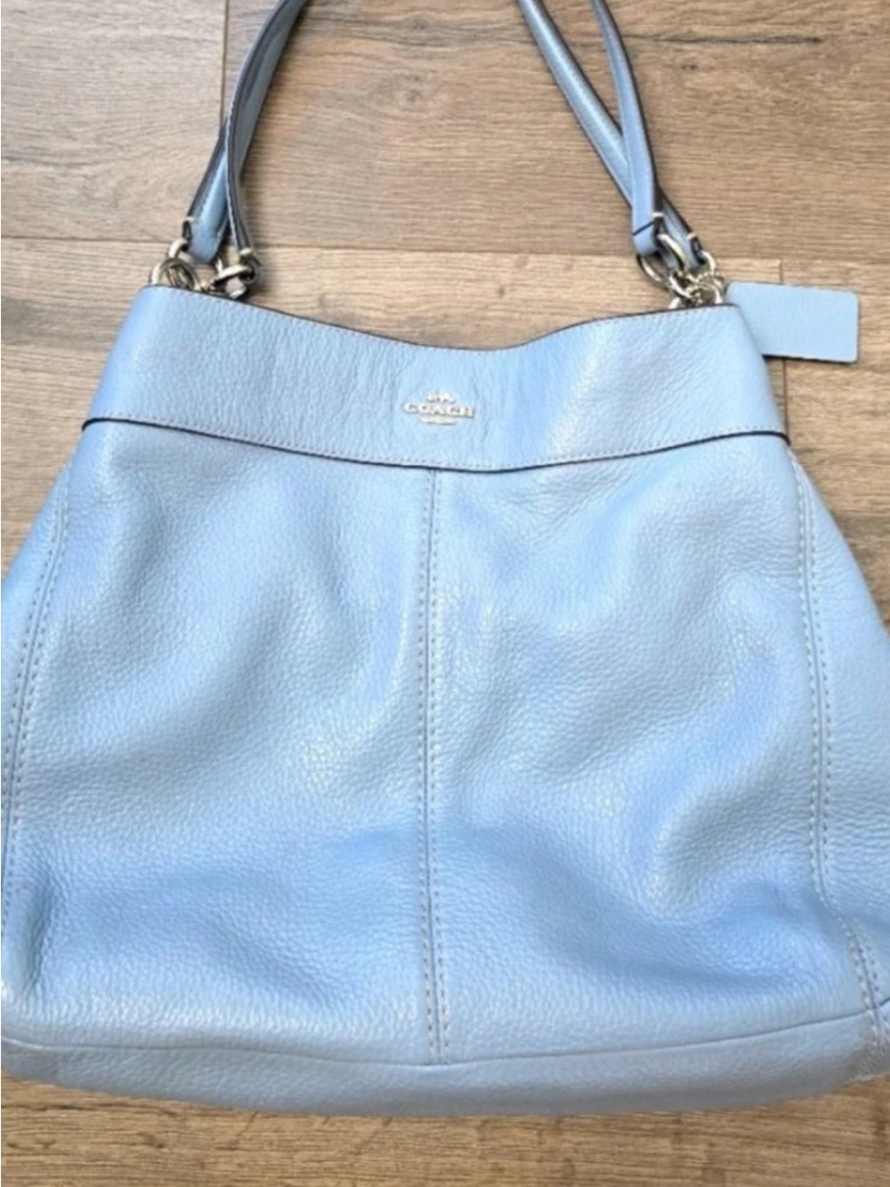 Coach Pale Blue Pebbled Leather Shoulder Bag